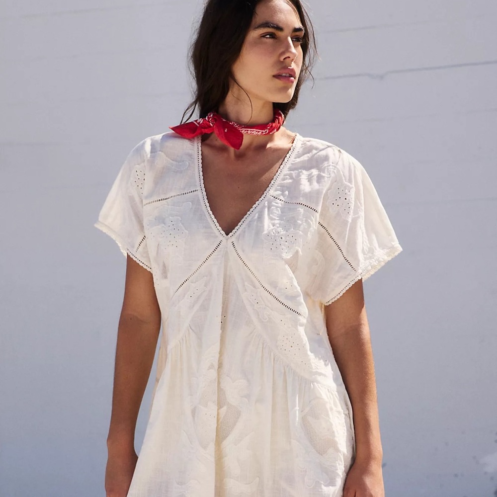 Free People Daylight Mini Dress - White embroidered dress